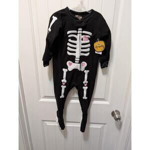 PJ & Pumpkins Halloween Skeleton Costume Toddler One-Piece Hearts Girls Size 12M